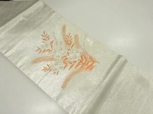 リサイクル　草花模様刺繍名古屋帯